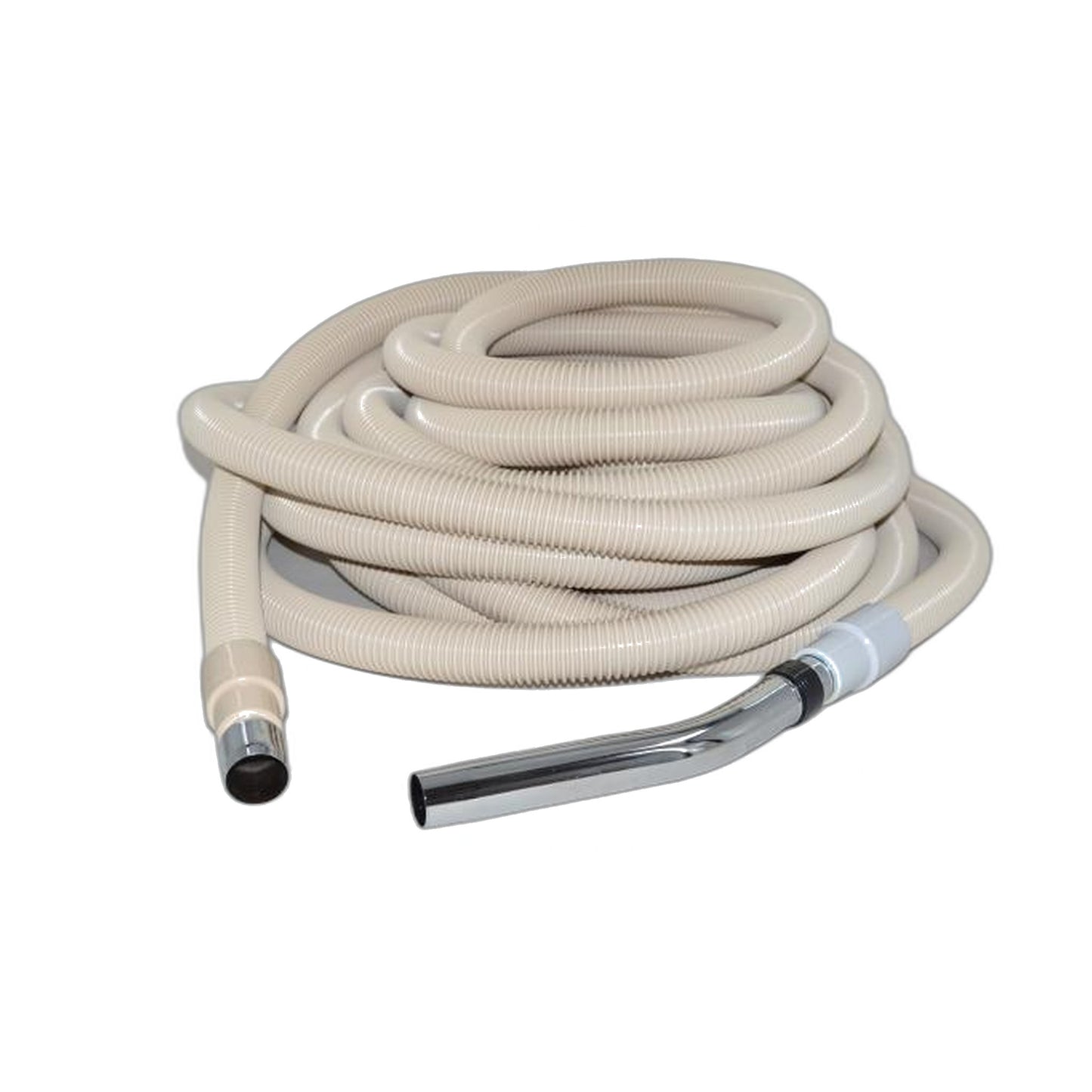 Central Vacuum 50-Foot Non-Electric Hose Assembly - White with Metal Ends