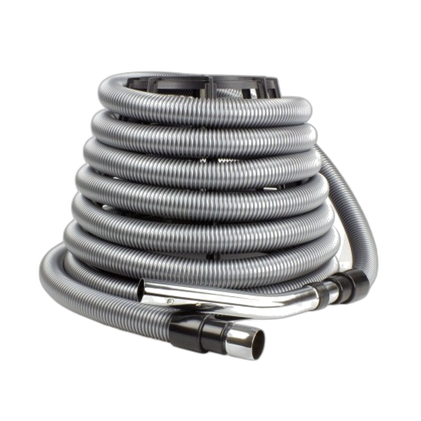 35 ft Silver Crushproof Vacuum Hose, 1-1/4" Button-Lock Curved End