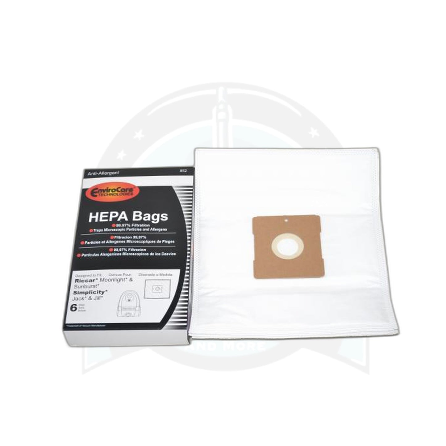 Riccar/Simplicity Type Z HEPA Bags - Moonlight, Sunburst, Jack & Jill, 6 Pack - Riccar