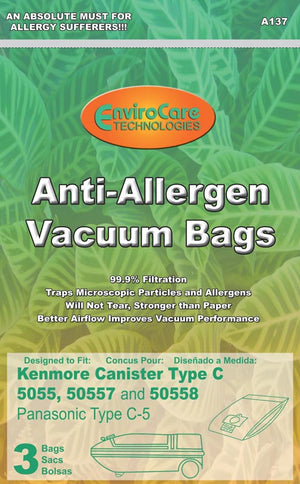 EnviroCare A137 Type Q Replacement Bags, 3 Pack