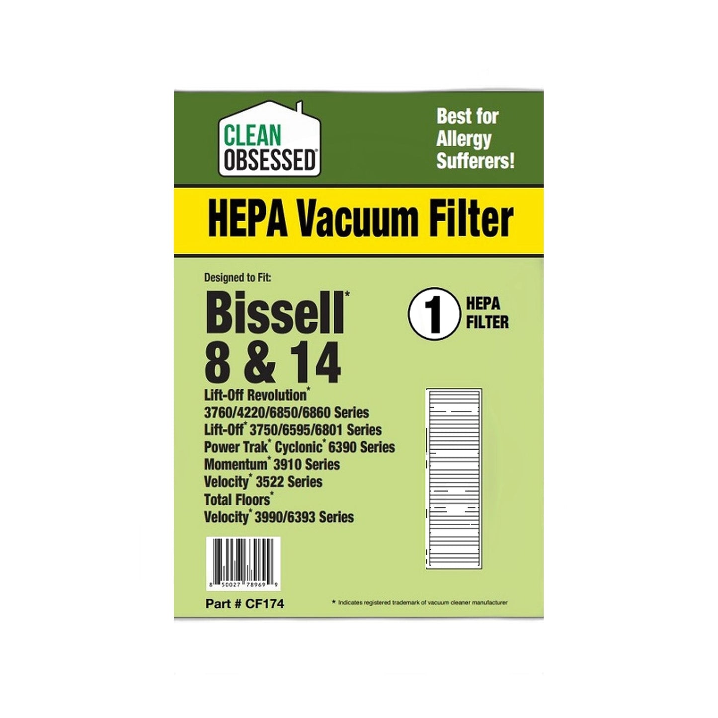 Clean Obsessed Bissell Style 8/14 HEPA Filter with Charcoal