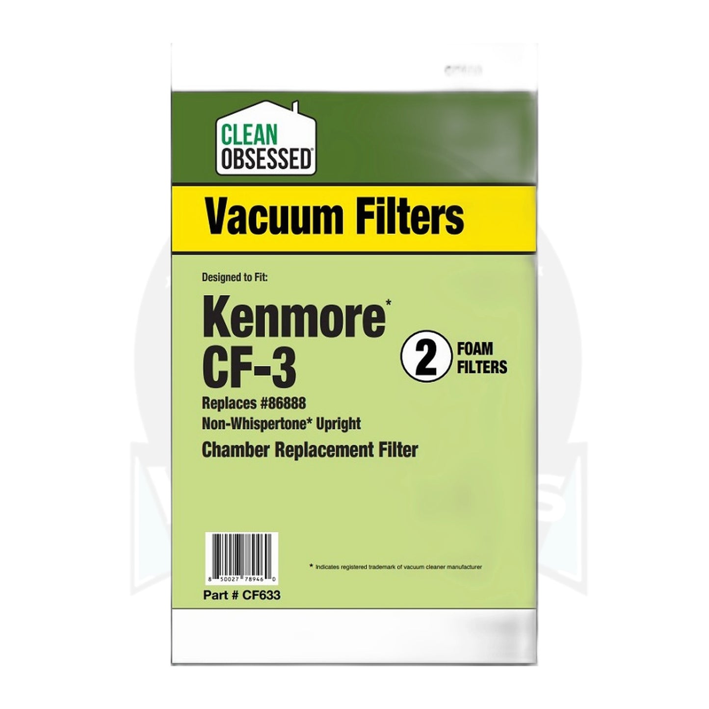Clean Obsessed CF-3 Foam Filter 2-Pack for Kenmore Uprights (86888)