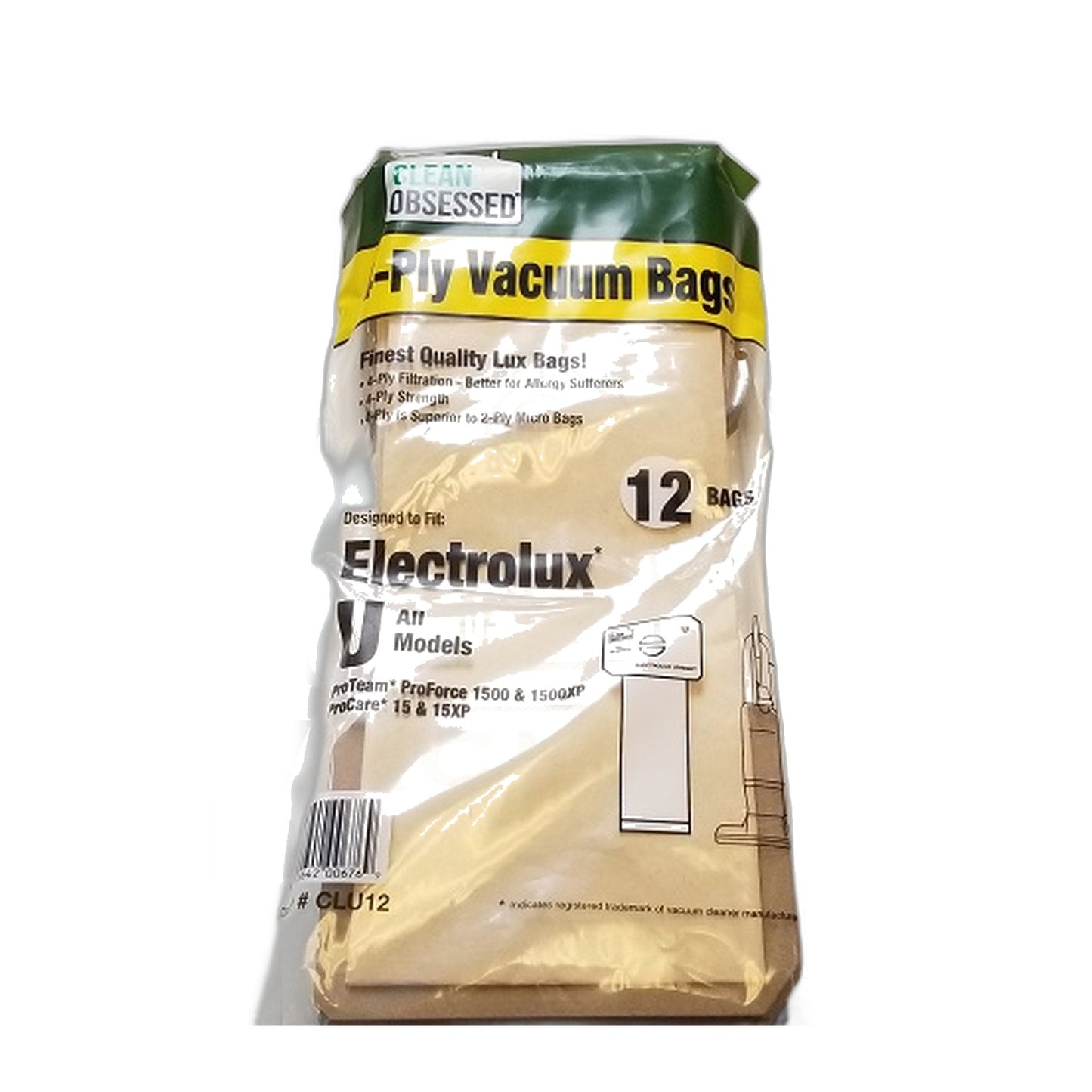 Lux Upright 4-Ply Paper Vacuum Bags, 12-Pack