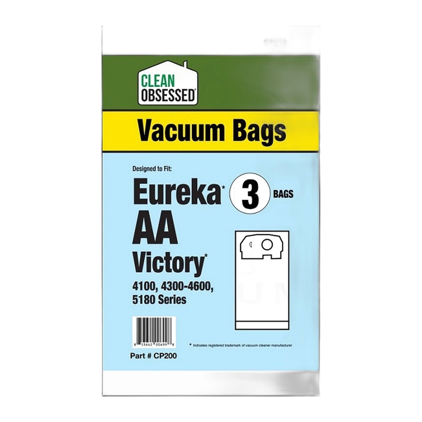 Clean Obsessed Type AA Micro Paper Vacuum Bags for Eureka (3-Pack)