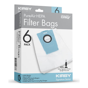 Kirby S10002 PureAir HEPA Upright Bags, 6 Pack + 2 Pre-Motor Filters