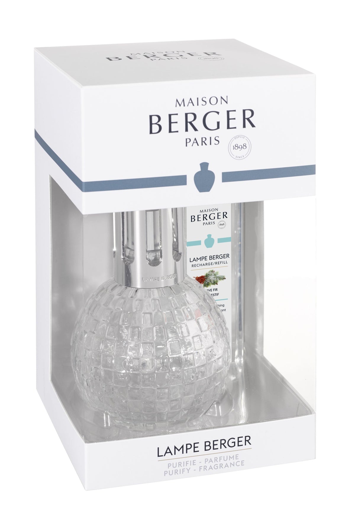 Maison Berger Disco Clear Fragrance Lamp Gift Set with Festive Fir