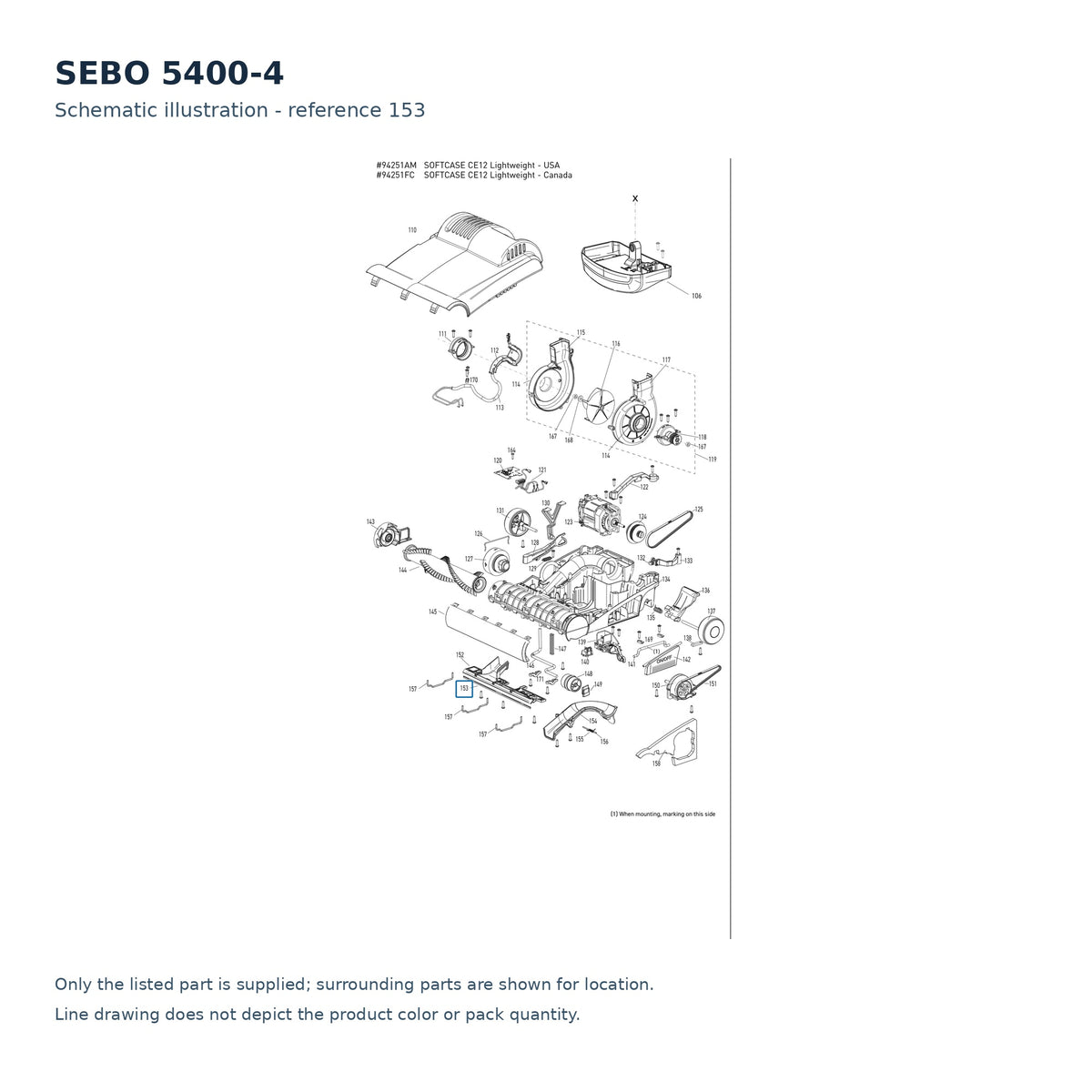 SEBO 5400-4 schematic illustration; reference 153; only the listed part supplied