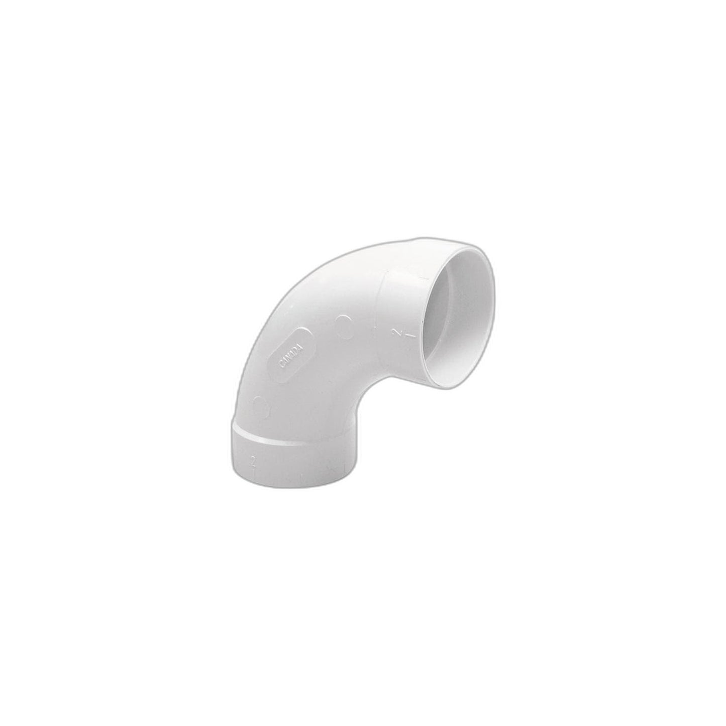 Vaculine 2 in. PVC Sweep Elbow 90 Degree Long-Radius - White