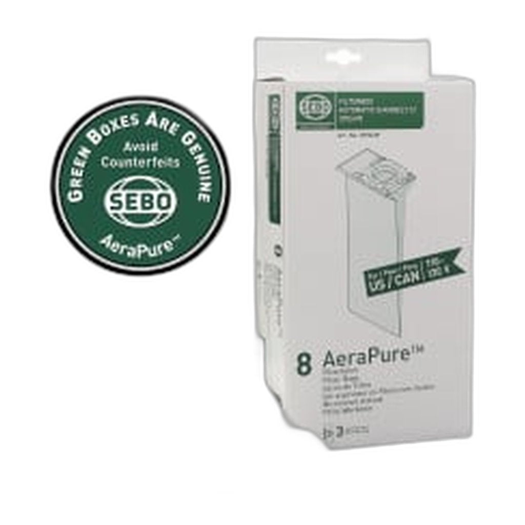 SEBO Filter Bags for AUTOMATIC X, ESSENTIAL G, C Series, 300/350 and 370 - 8 Pack with Caps