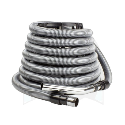 35 ft Silver Crushproof Vacuum Hose, 1-1/4" Button-Lock Curved End