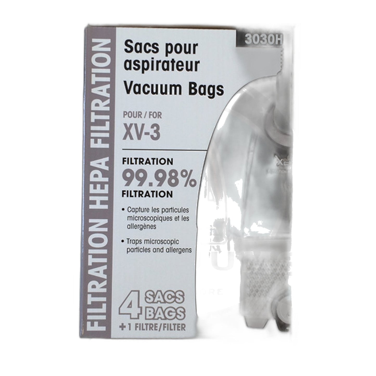 Johnny Vac XV3 Canister Allergen Bags 4-Pack + Filter