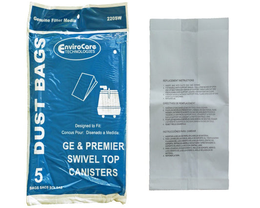 EnviroCare 220SW GE Swivel-Top Canister Bags, 5 Pack