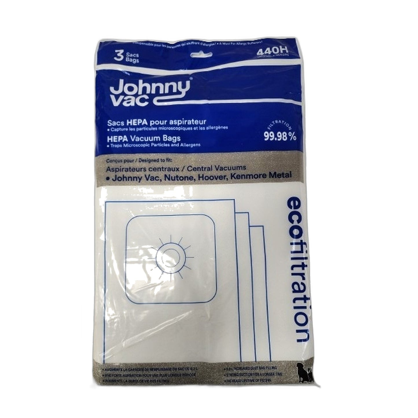 HEPA Paper Central Vacuum Bags 3-Pack (Fits NuTone, MD Apex, Hayden)