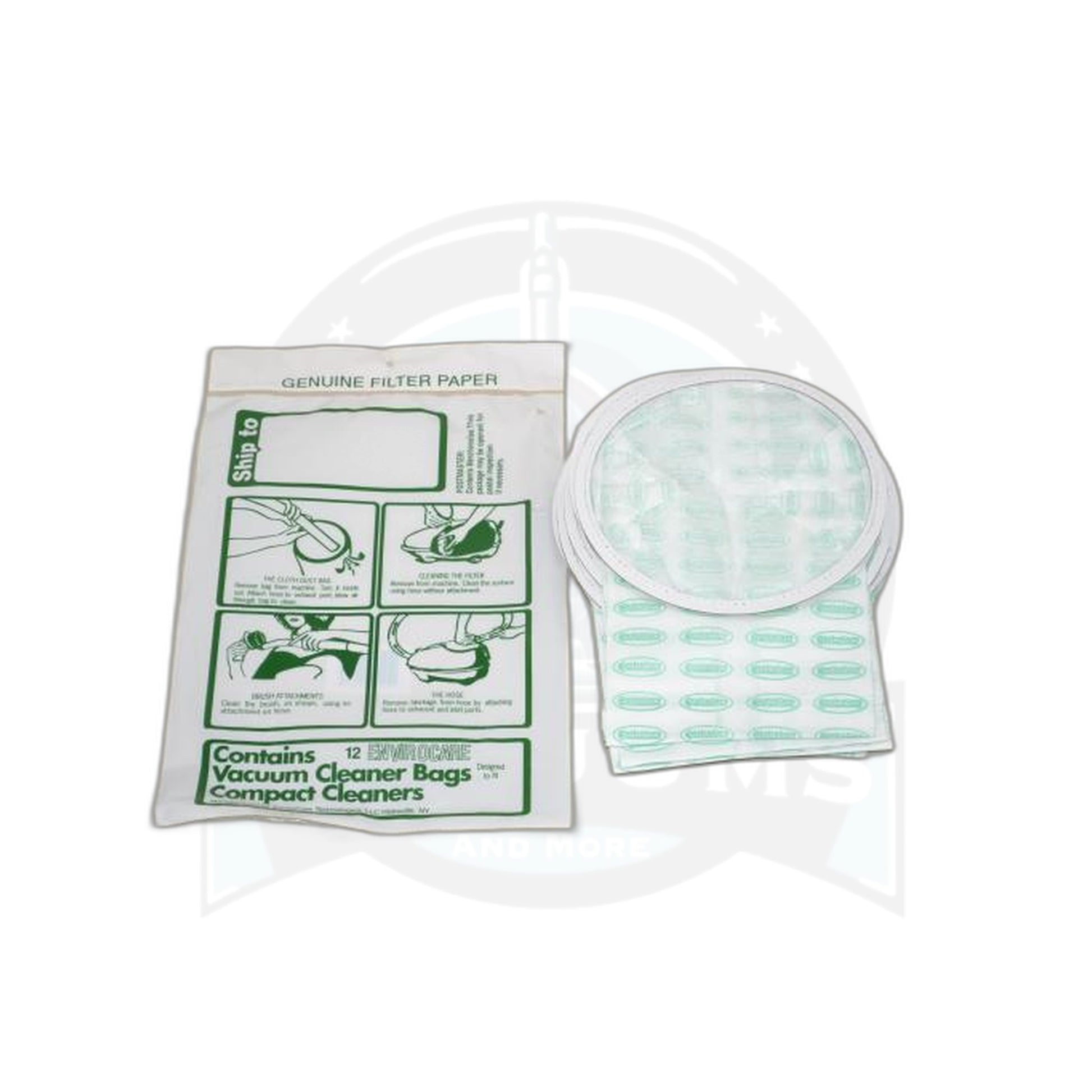 Dust Care Backpack / Compact Canister Paper Bags - 12 Pack, 2 Ply - Compact