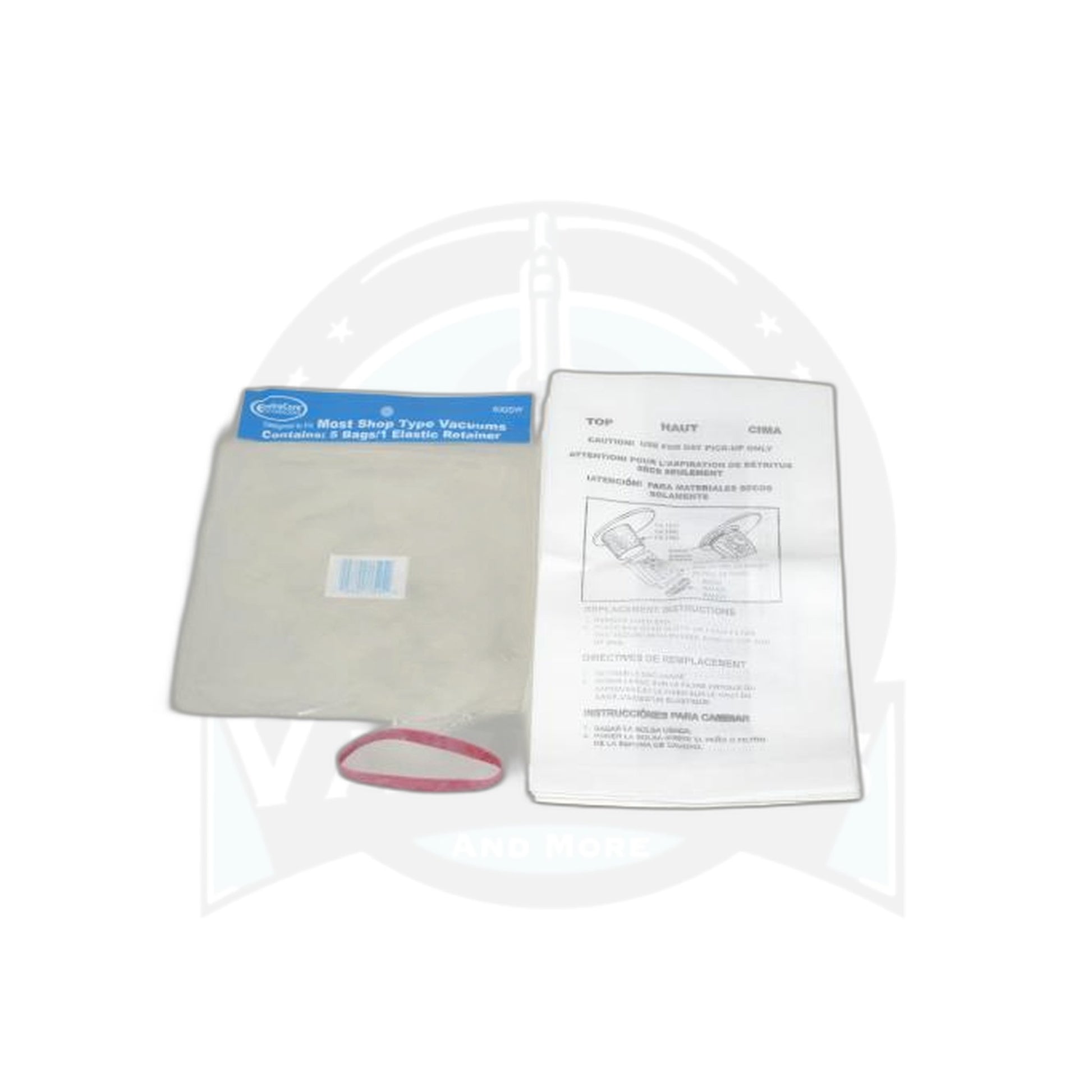 Shop Vacuum Paper Bags - 5 Pack with Rubber Band - Vacuums and More