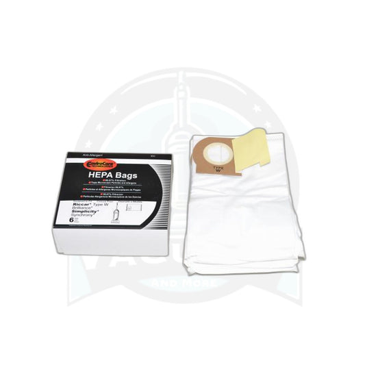 Riccar / Simplicity Synchrony W-Style HEPA Filtration Upright Bags (6-Pack) - Riccar