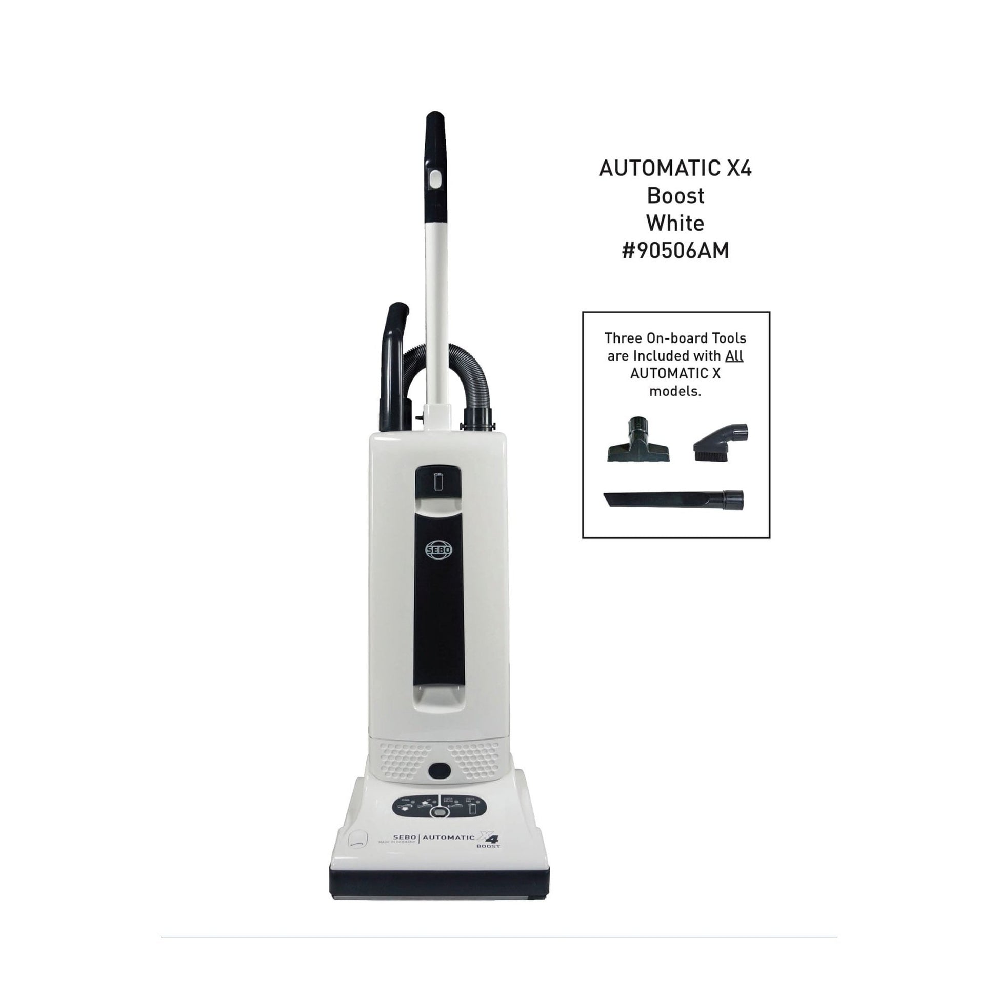 SEBO AUTOMATIC X4 Bagged Upright Vacuum with Two Packs of Bags, White
