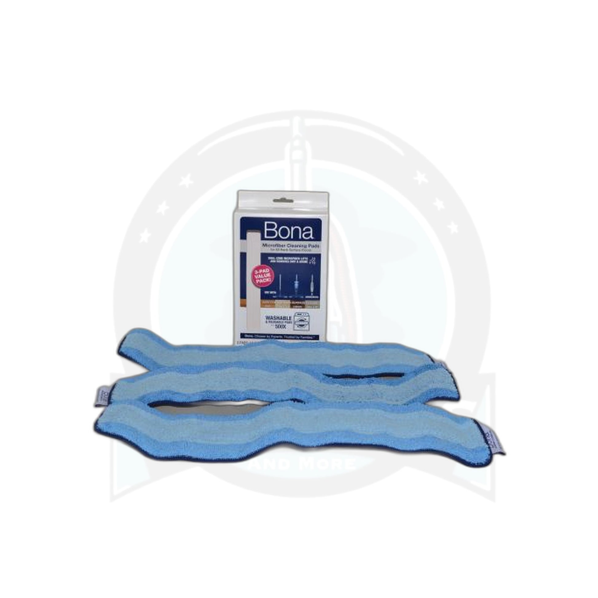 Bona Blue Microfiber Clean Pads 4x15" 3-Pack - Bona