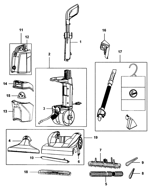 Hoover FH51100 Power Path Pro Carpet Cleaner exploded parts diagram