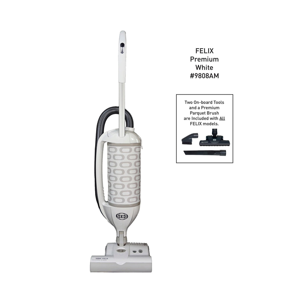 SEBO FELIX Premium Upright Vacuum with ET-1 Power Head and Parquet Brush, Indigo