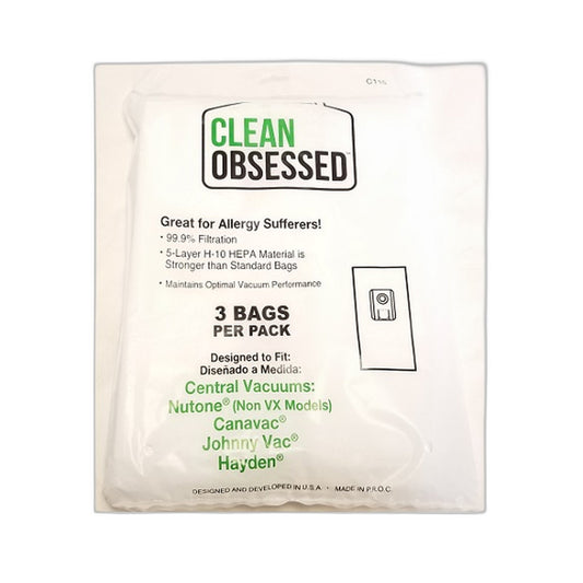 NuTone HEPA Central Vacuum Bags 3-Pack (Fits MD Apex, CanaVac, Hayden)