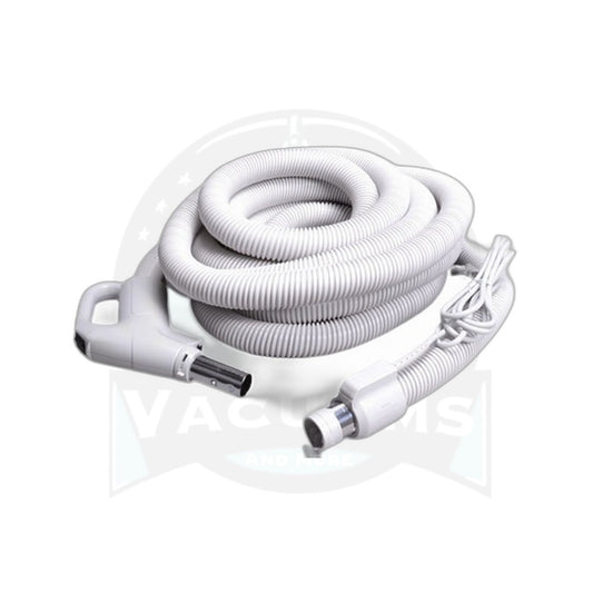 Plastiflex 30 ft Dual-Voltage Central Vacuum Hose with Pigtail, Grey
