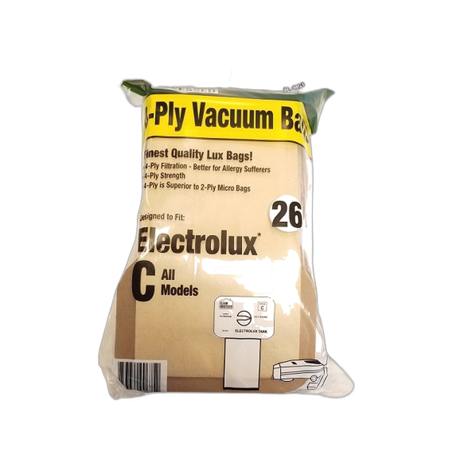Lux Canister 4-Ply Paper Vacuum Bags, 26-Pack