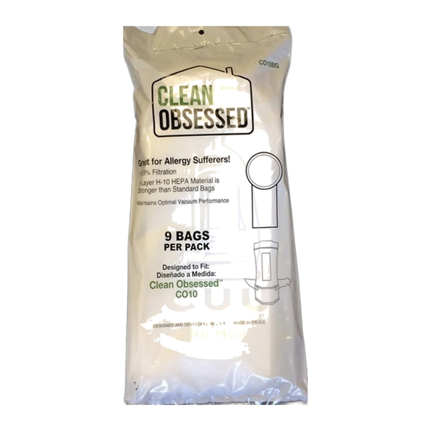Clean Obsessed 10 Qt HEPA Backpack Bags, CO10/CO1024 (9-Pack)