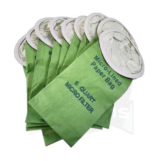 6-Quart Micro Paper Backpack Vacuum Bags, 10-Pk, Round Collar