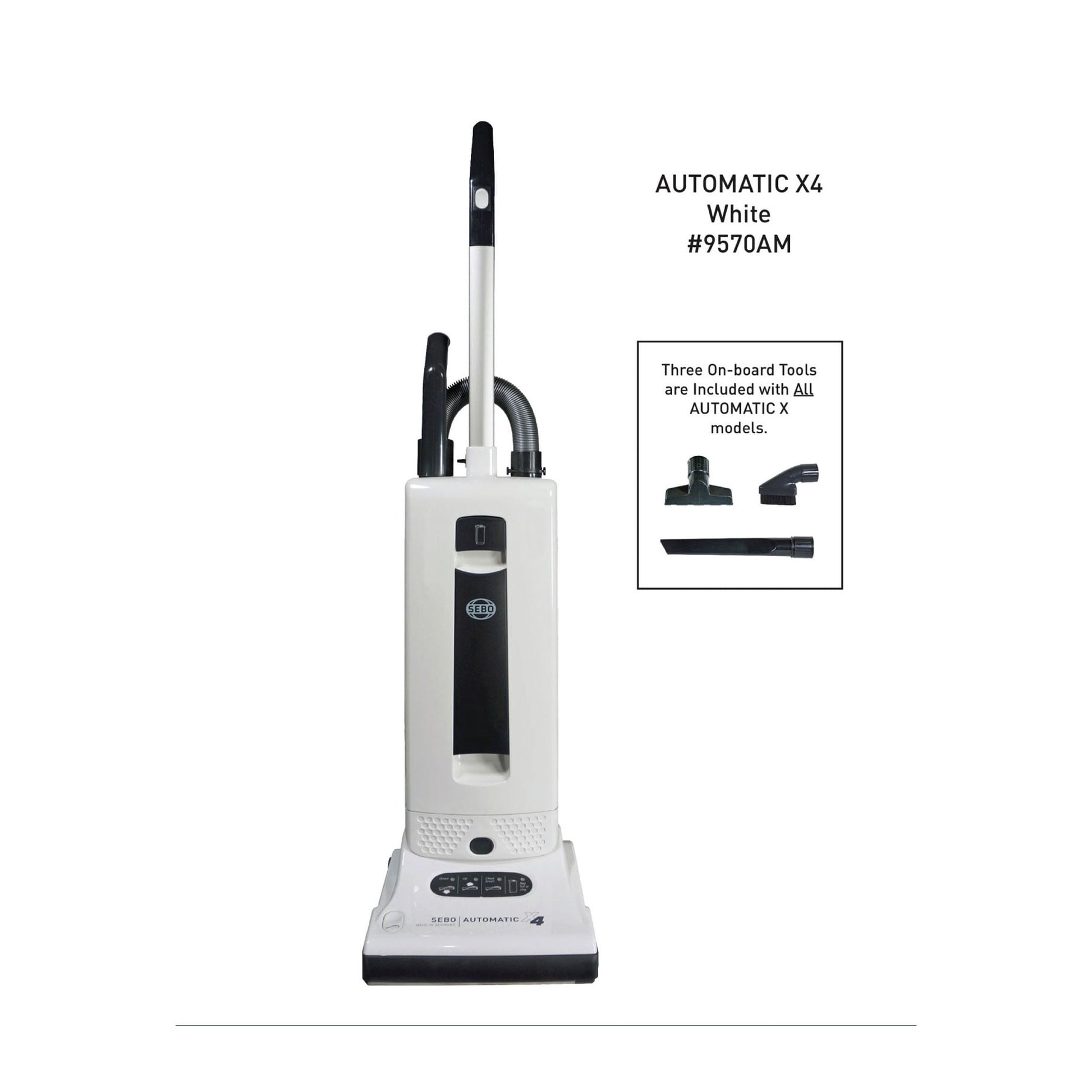SEBO AUTOMATIC X4 Bagged Upright Vacuum with Two Packs of Bags, White