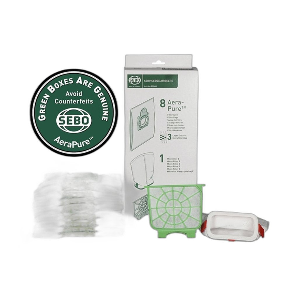SEBO Service Box E — 8 Bags, Microfilter and Exhaust Filter for AIRBELT E