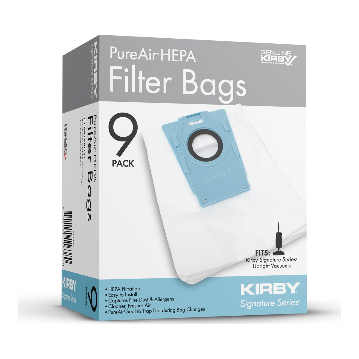 Kirby S10003 PureAir HEPA Upright Bags, 9 Pack + 3 Pre-Motor Filters