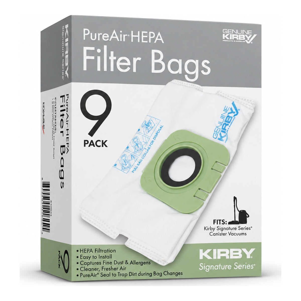 Kirby S10045 PureAir HEPA Canister Bags, 9 Pack + 3 Pre-Motor Filters