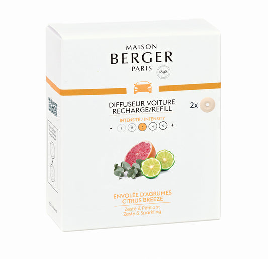 Maison Berger Set of 2 Citrus Breeze Car Diffuser Refills