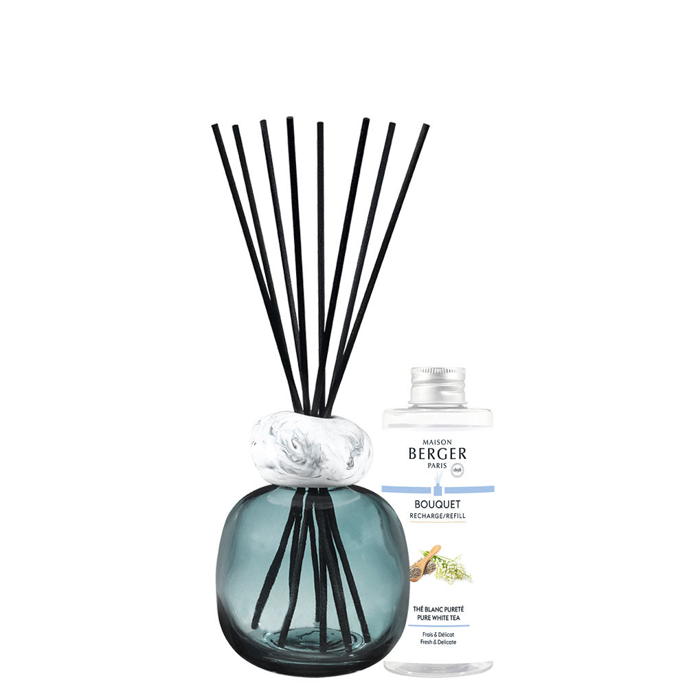 Maison Berger Mineral Blue/White Reed Diffuser Gift Set with Pure White Tea