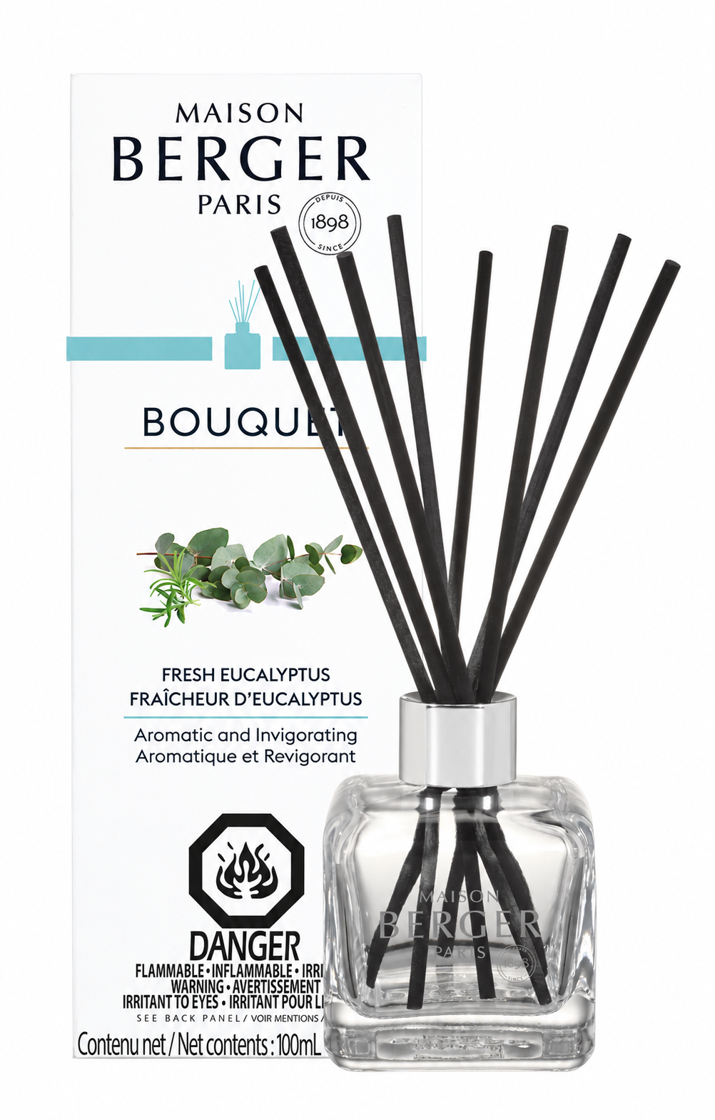 Maison Berger Fresh Eucalyptus – Cube Reed Diffuser + 100 mL Fragrance