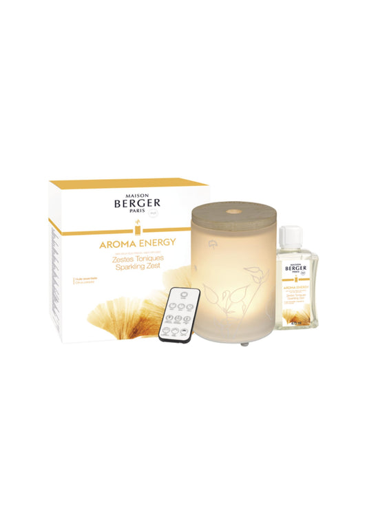 Maison Berger Aroma Energy Mist Diffuser Gift Set – Frosted, Sparkling Zest