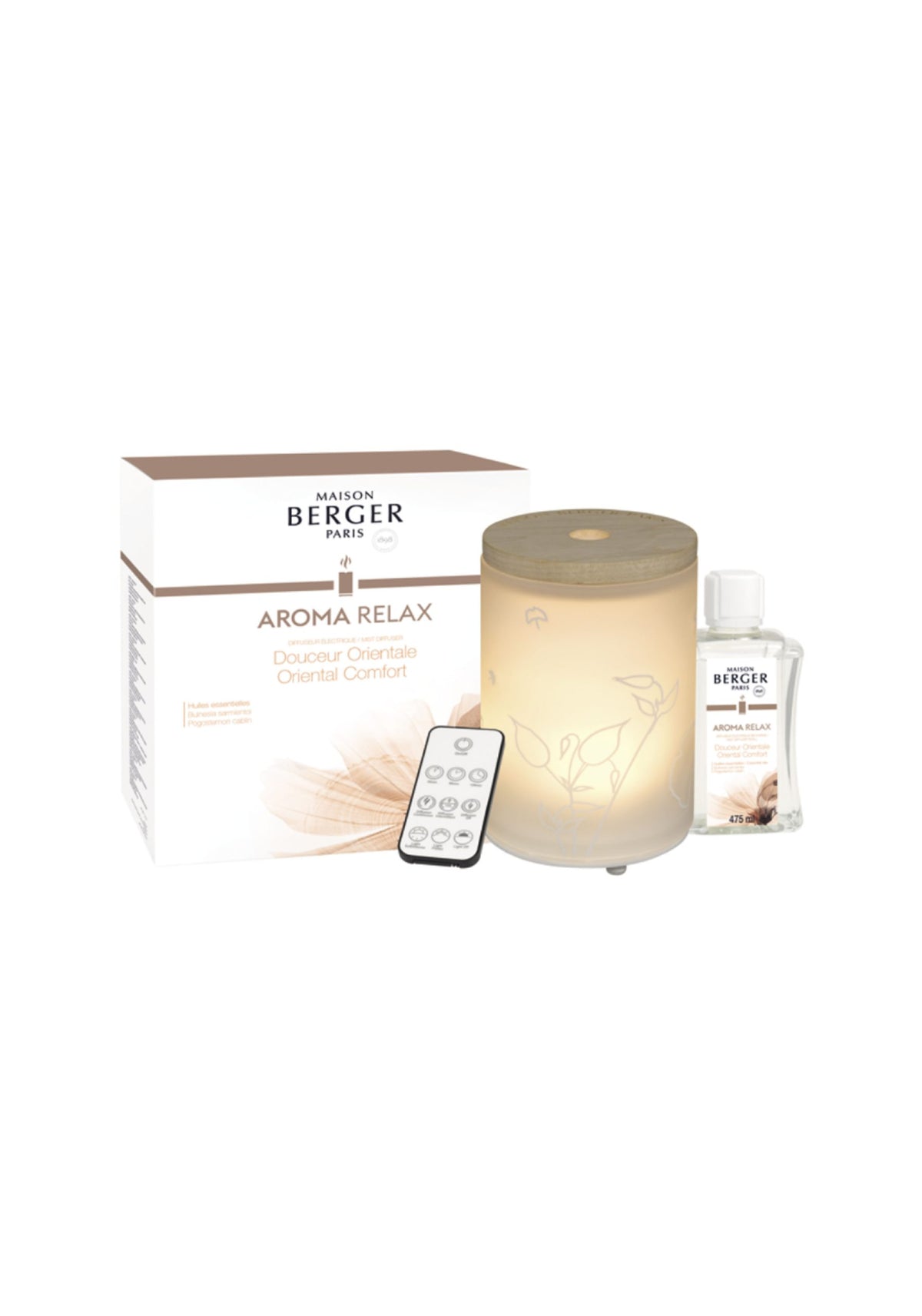 Maison Berger Aroma Relax Mist Diffuser Gift Set – Frosted, Oriental Comfort