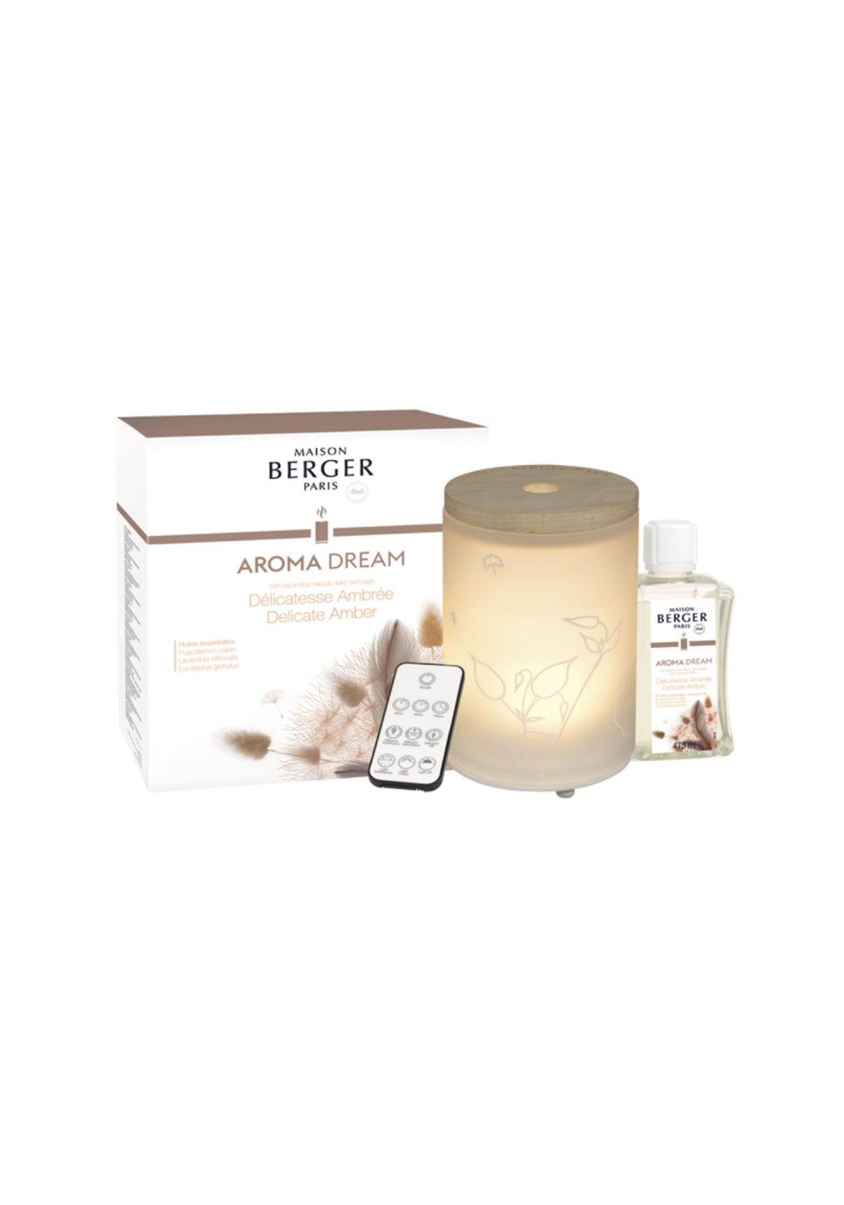 Maison Berger Aroma Dream Mist Diffuser Gift Set – Frosted, Delicate Amber