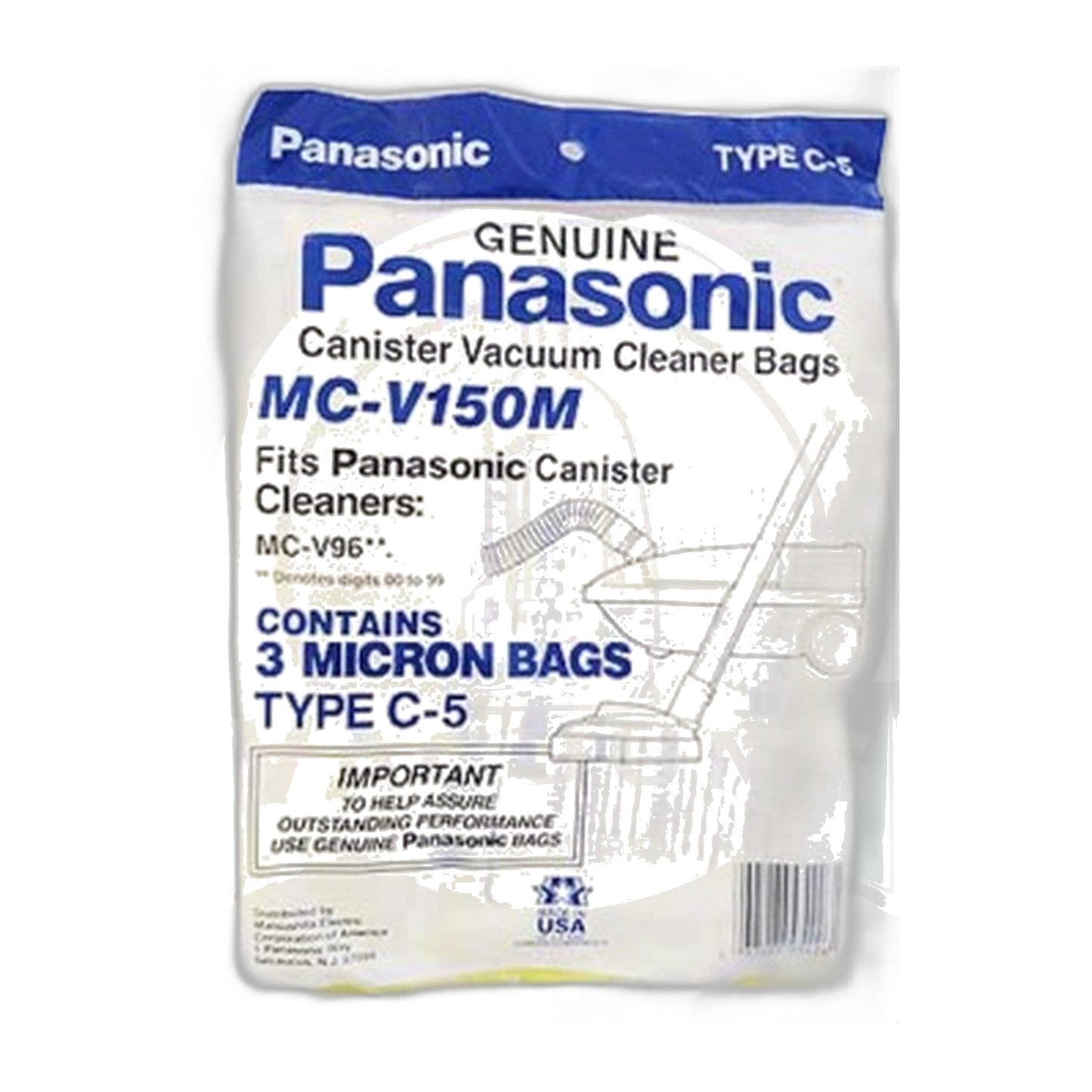 Panasonic Type C-5 Micron Paper Vacuum Bags (3-Pack)