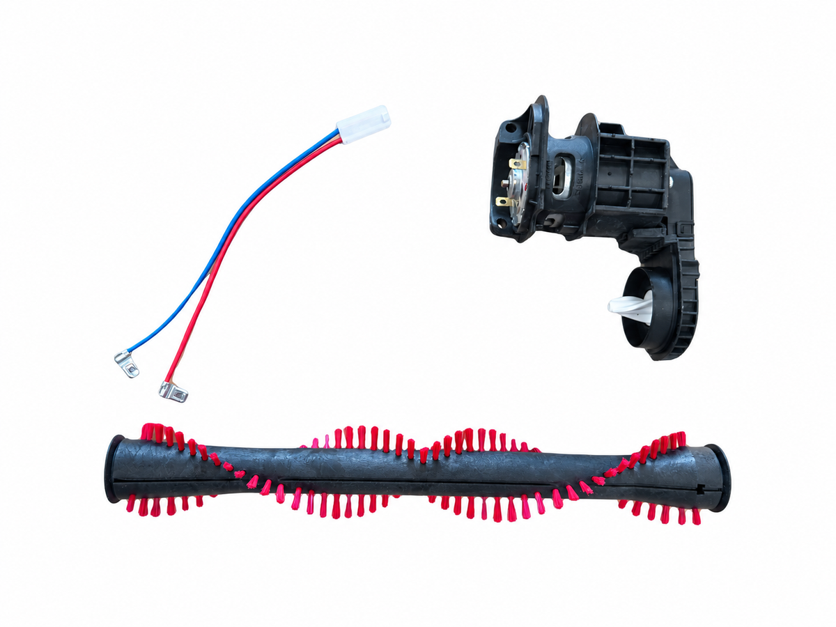 Miele 12475731 Triflex HX1 HX2 motor drive kit with brush roller and wiring on a white background