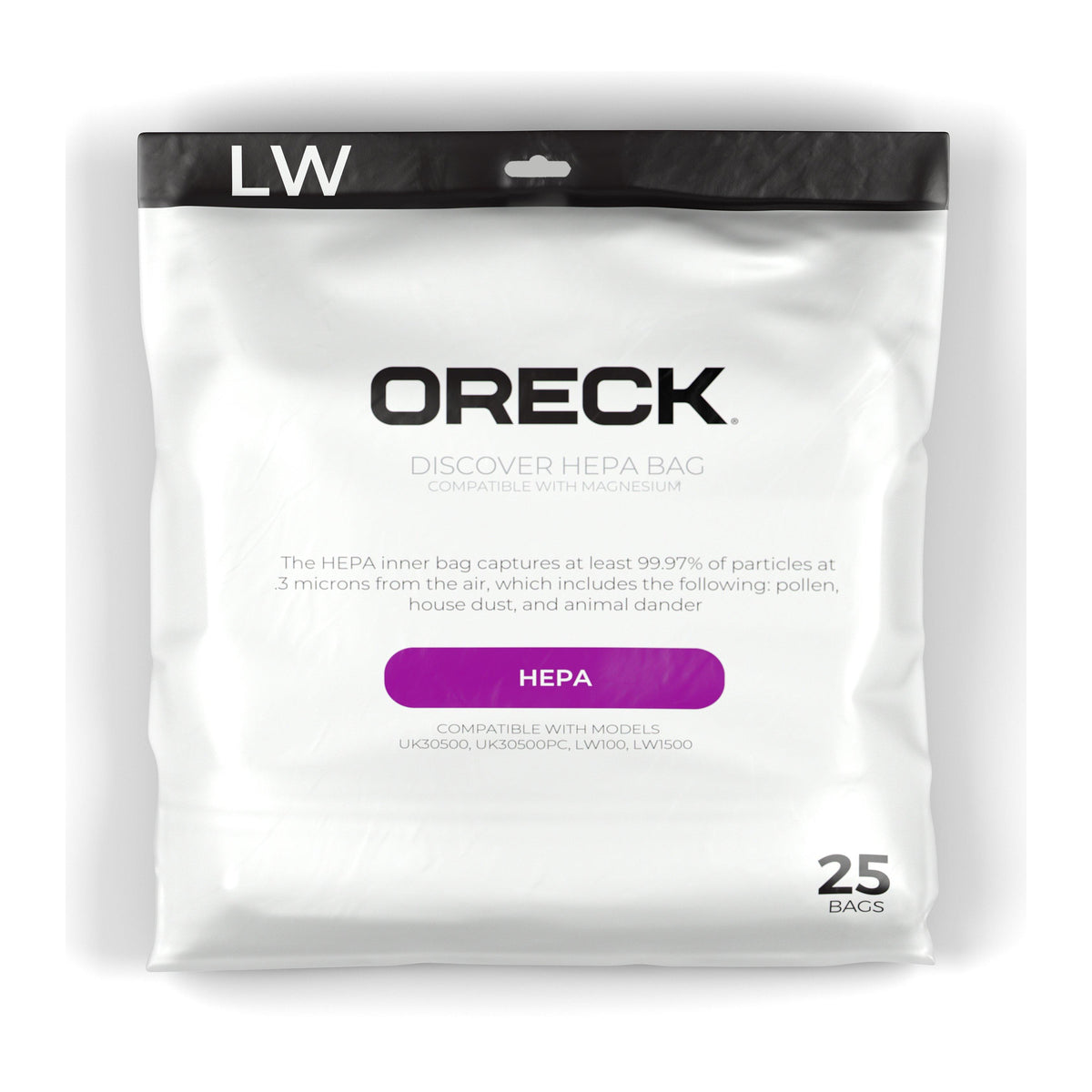 Oreck Discover & Magnesium HEPA Bags, 25-Pack (AK1LW25H)