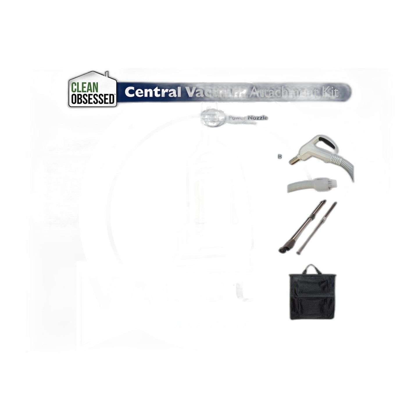 Clean Obsessed SEBO Central Vac Kit - 35' Direct-Connect Hose, 12" White Powerhead