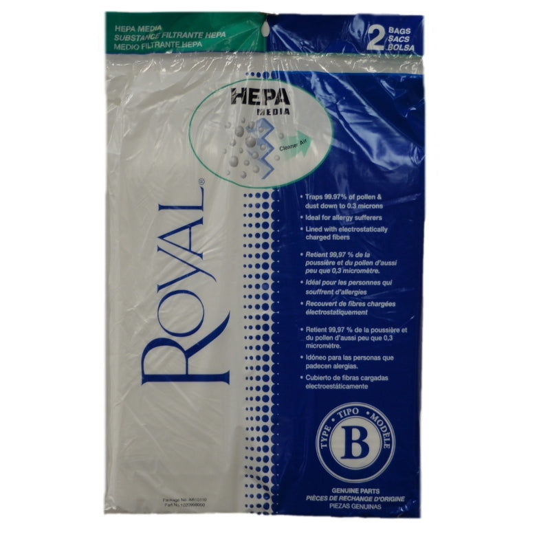 Royal AR10110 Style B HEPA Cloth Bags, 2-Pack