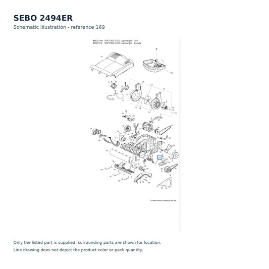 SEBO 2494ER schematic illustration; reference 169; only the listed part supplied