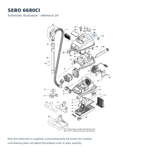 SEBO 6680CI schematic illustration; reference 24; only the listed part supplied
