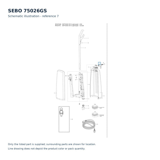SEBO 75026GS schematic illustration; reference 7; only the listed part supplied