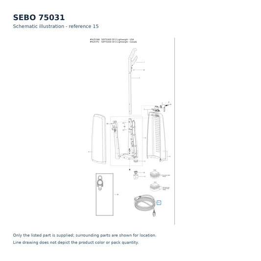 SEBO 75031 schematic illustration; reference 15; only the listed part supplied