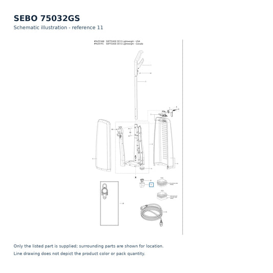 SEBO 75032GS schematic illustration; reference 11; only the listed part supplied