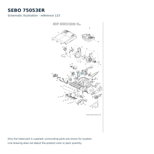 SEBO 75053ER schematic illustration; reference 123; only the listed part supplied
